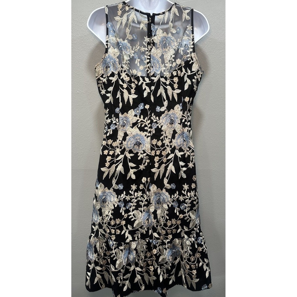 White House Black Market Dress Women's Size 8 Black Ivory Lace Lining Sleeveless - Picture 2 of 13